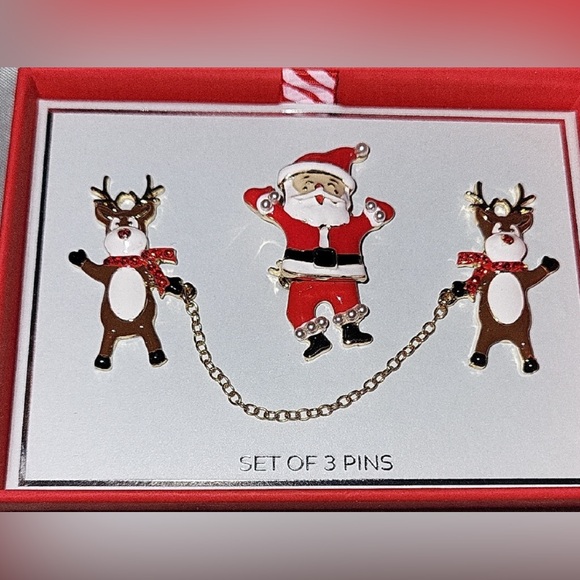 Reserved ‼️ do not buy ♥️ NWT ⚜️♥️⚜️ Christmas Pin Set Santa and Reindeers - Picture 3 of 7